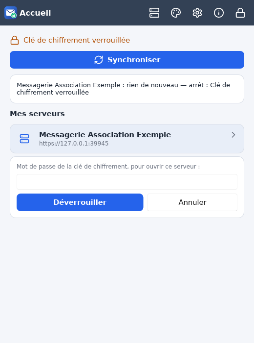 Mot de passe de la clé