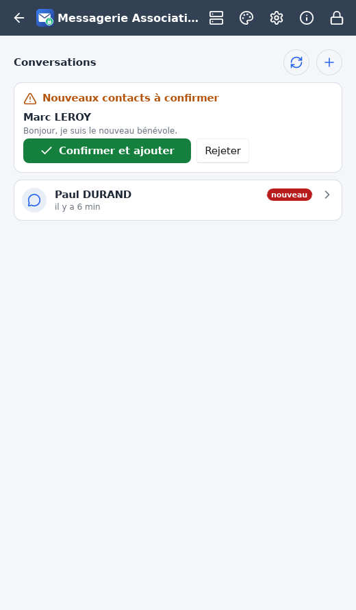 Nouveaux contacts à confirmer